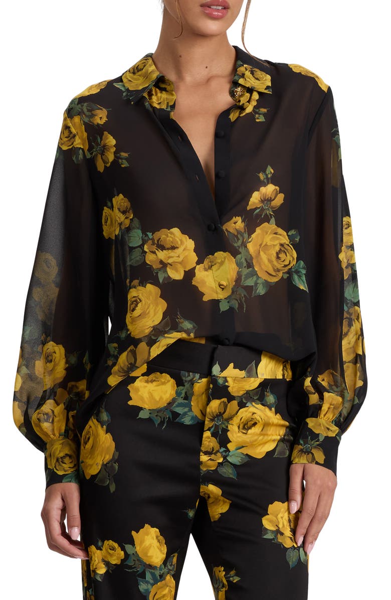 Alice + Olivia Candace Blouson Sleeve Shirt, Main, color, Rosehips