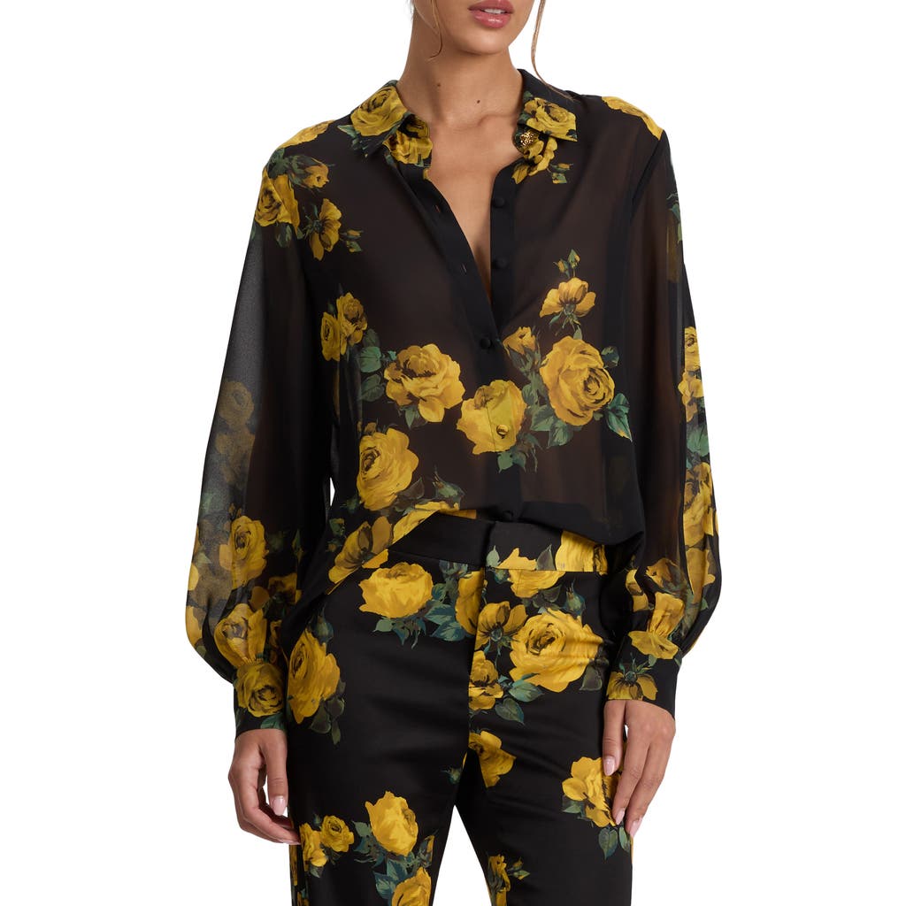 Alice + Olivia Candace Blouson Sleeve Shirt in Rosehips  product