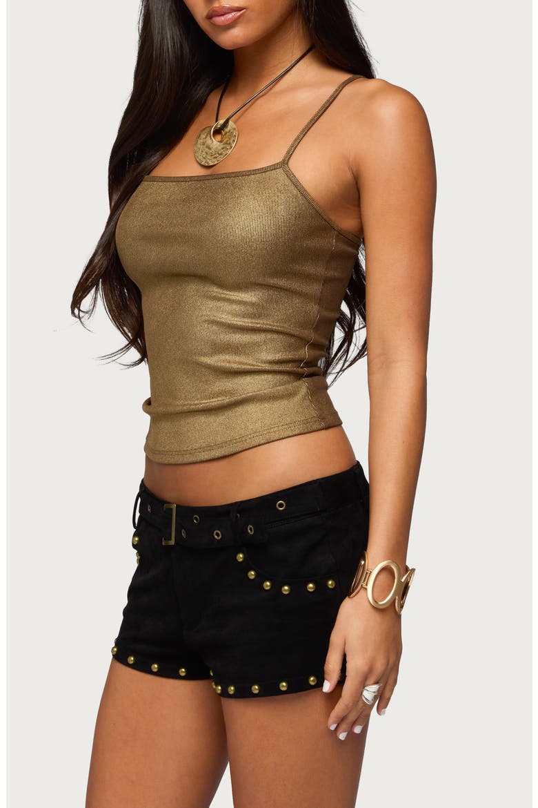 Anaia Metallic Rib Camisole, Alternate, color, GOLD