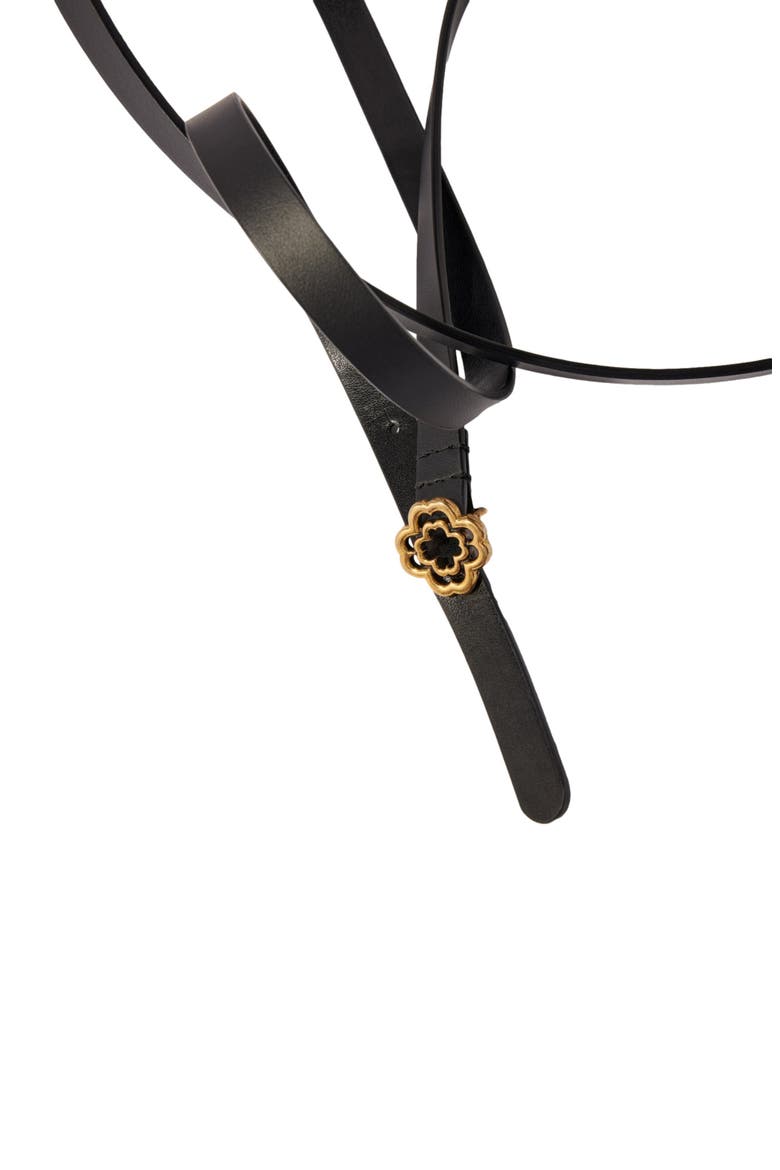 Slim double leather belt, Alternate, color, Black