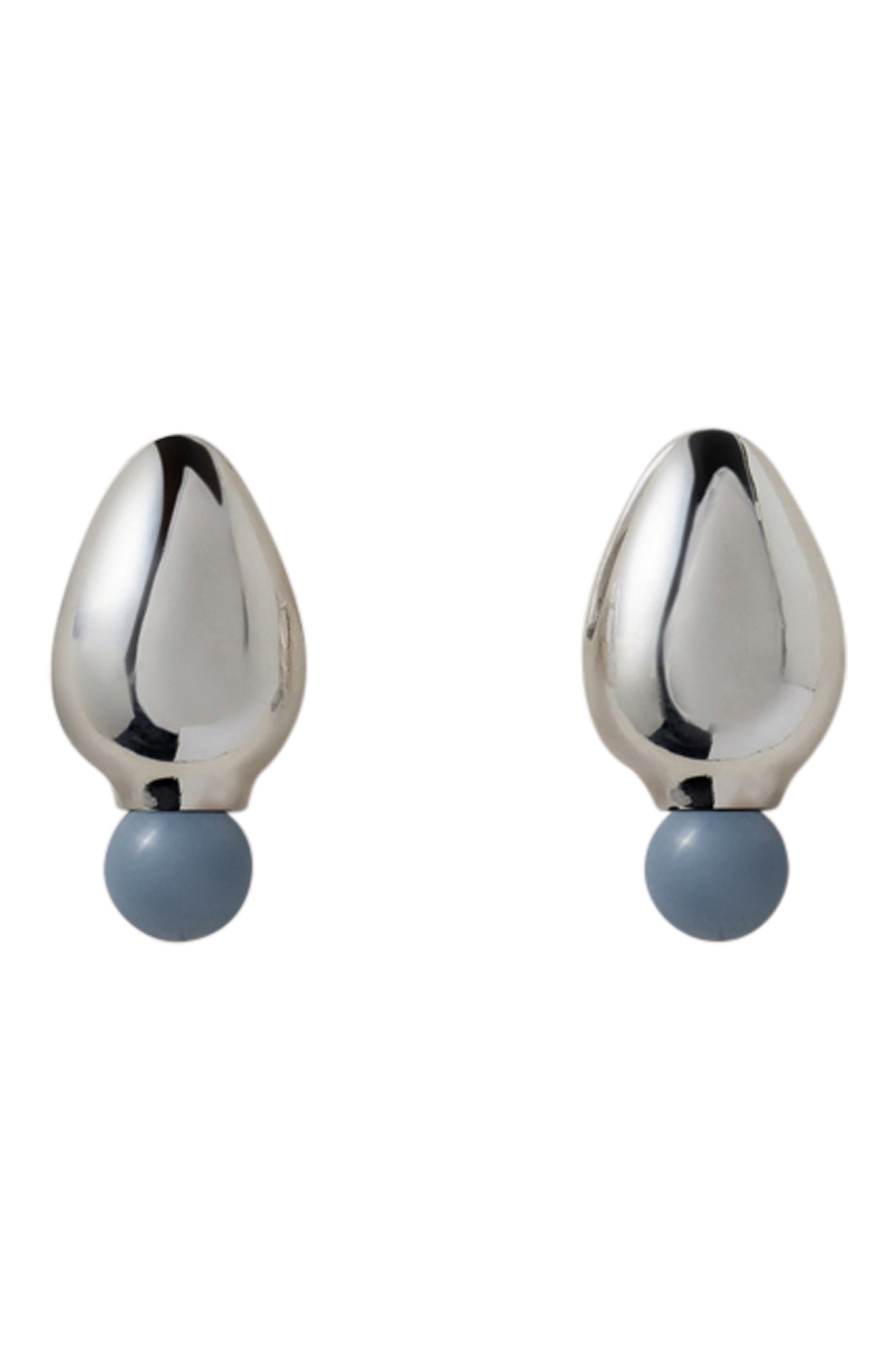 Annika Inez Bulbous Drop Earrings in Silver 