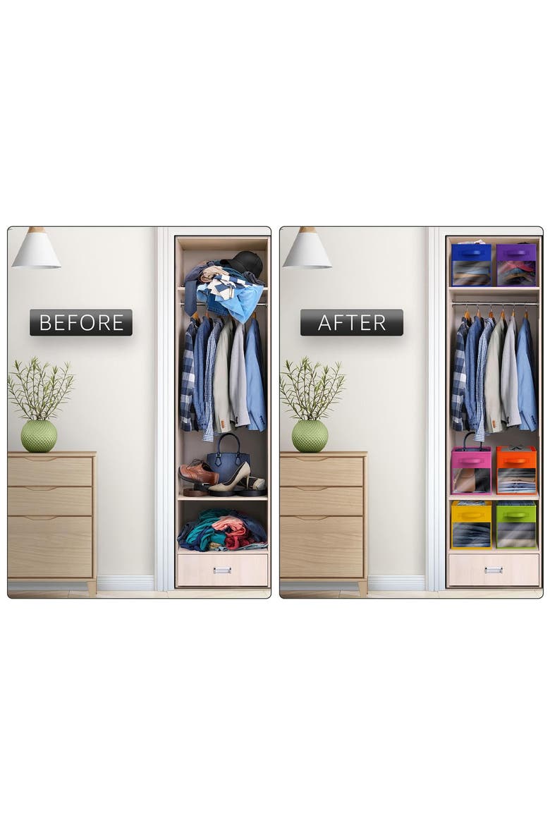6-Pack Storage Bins with Windows, Alternate, color, DEEP RAINBOW