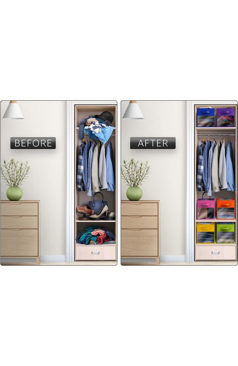 SORBUS 6-Pack Storage Bins with Windows, Alternate, color, Deep Rainbow