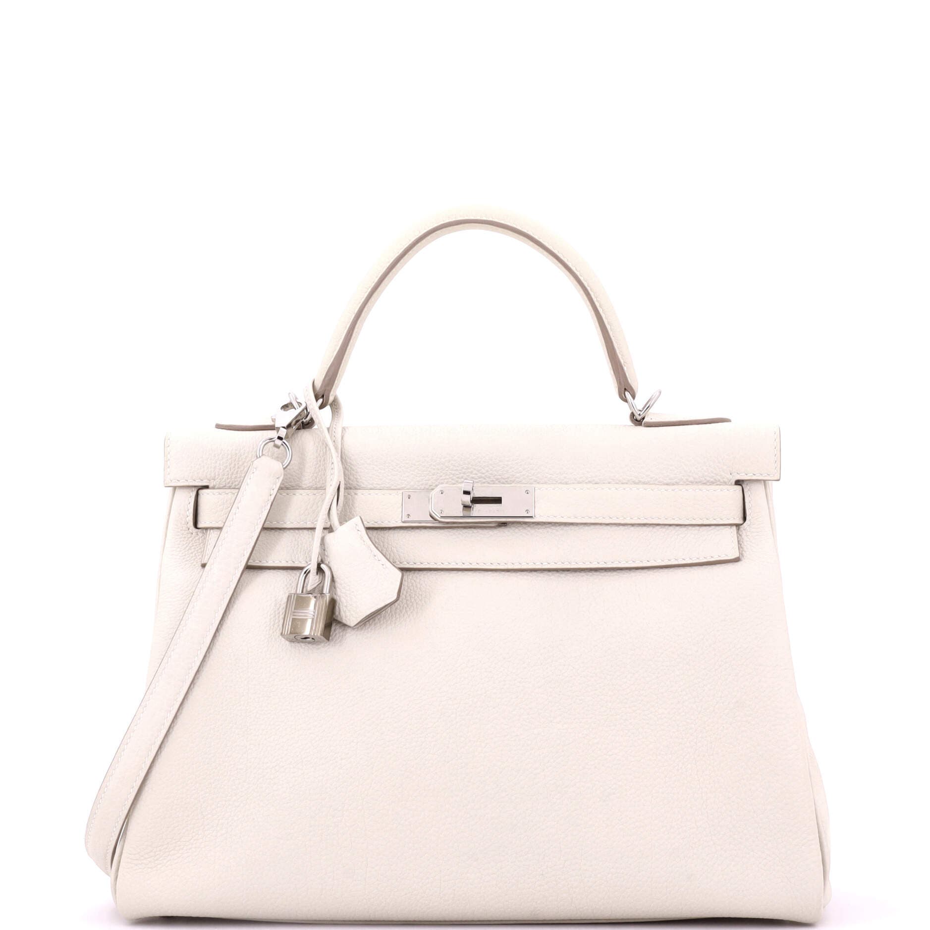 Pre-Owned Hermes Kelly Handbag Light Togo with Palladium Hardware 32, Main, color, 