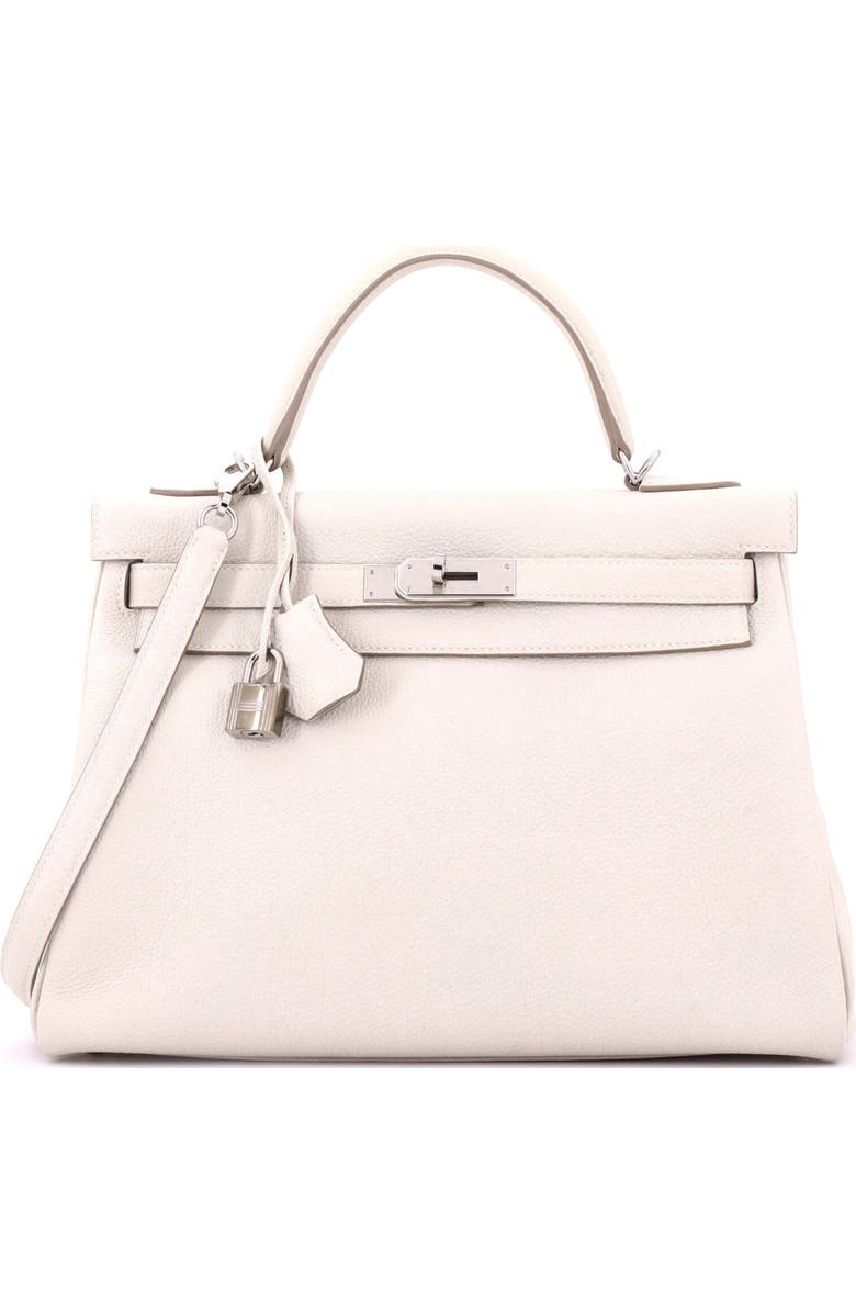 Pre-Owned Hermes Kelly Handbag Light Togo with Palladium Hardware 32, Main, color, Craie