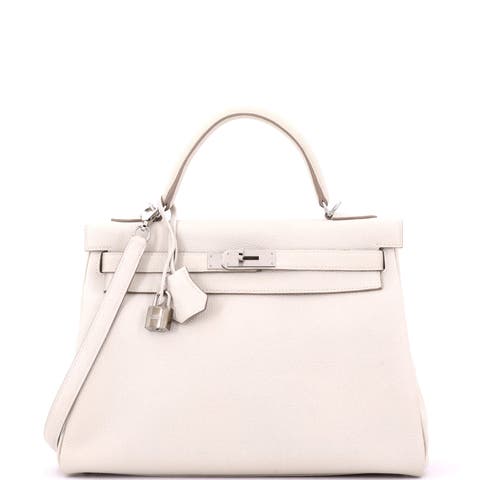 Kelly Handbag Light Togo with Palladium Hardware 32