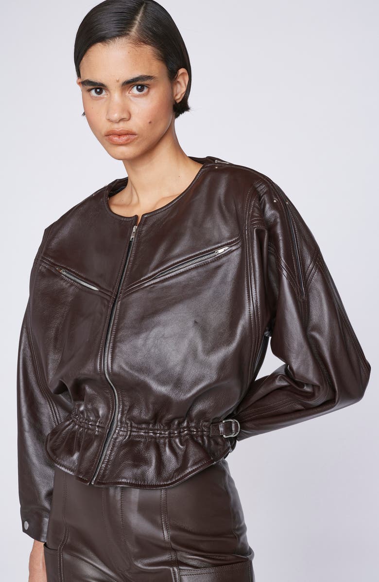 FRAME Crop Leather Jacket, Alternate, color,