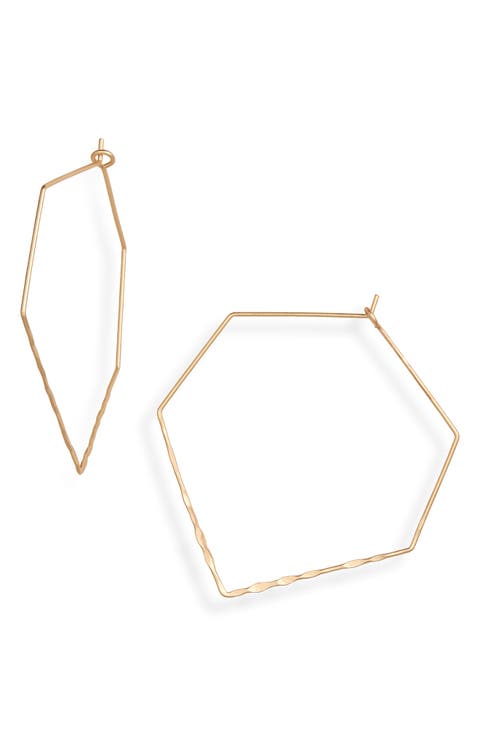 Dainty Hexagon Hoop Earrings