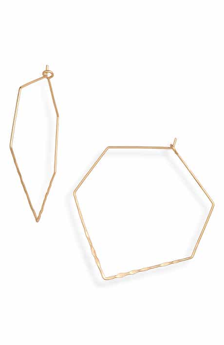 Panacea Dainty Hexagon Hoop Earrings