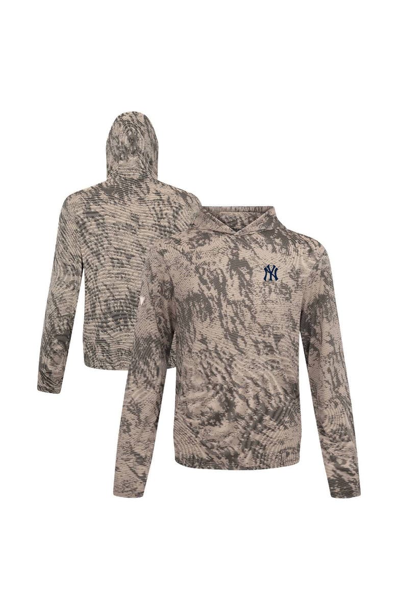 LEVELWEAR Men's Levelwear  Tan New York Yankees Insignia Lightweight Long Sleeve Hooded T-Shirt, Alternate, color, Tan