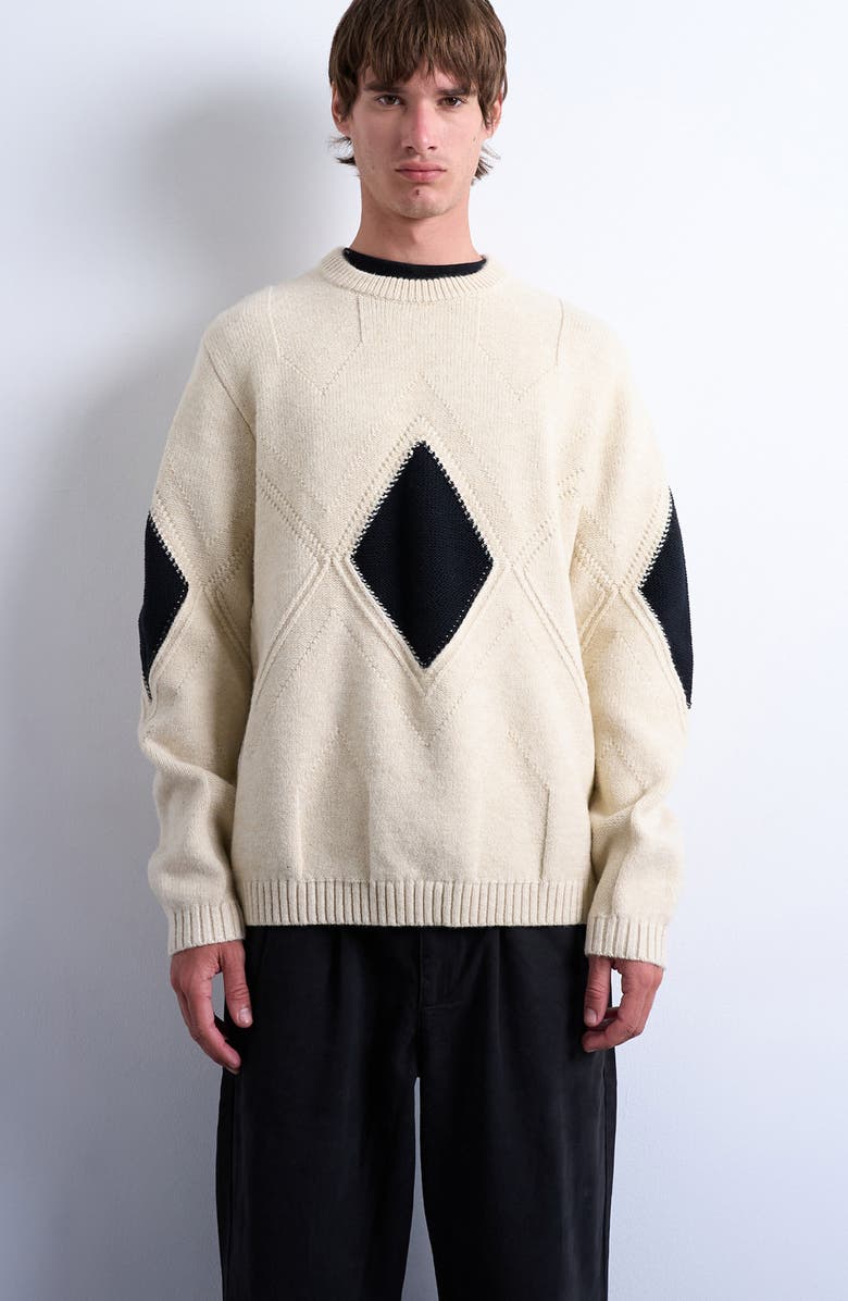 Topman Diamond Sweater, Main, color, Ecru