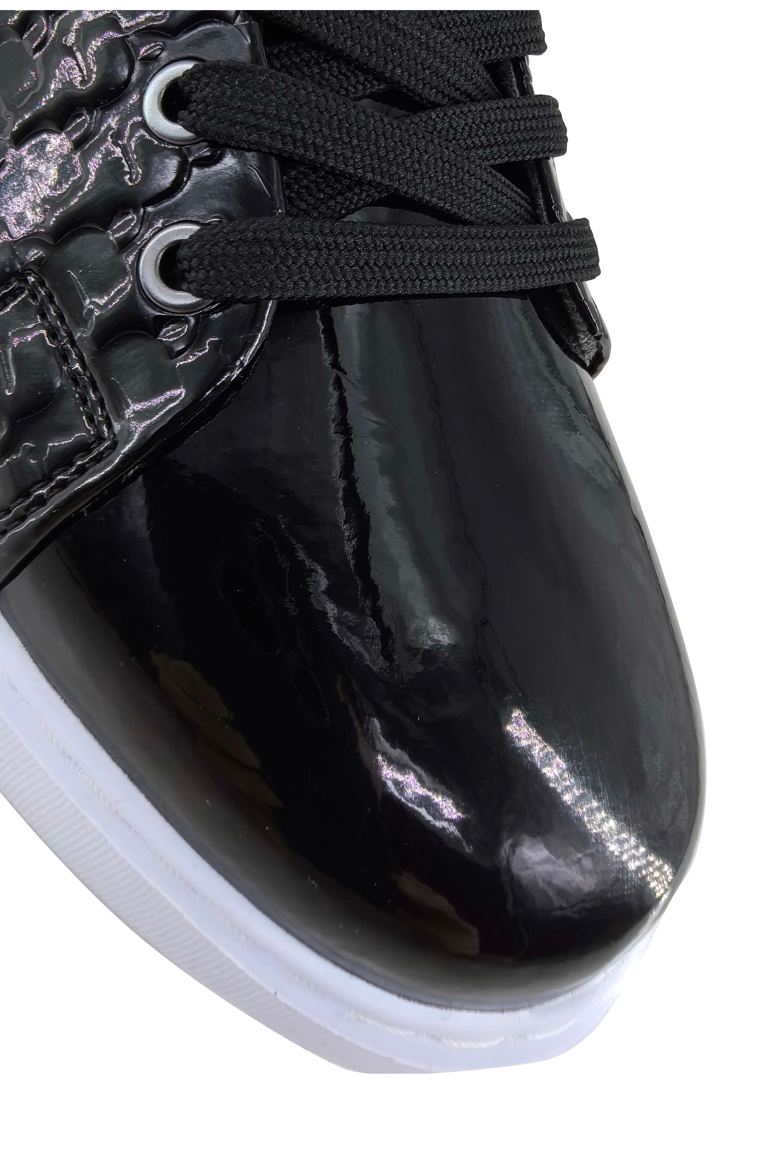 KARL LAGERFELD PARIS Pol Patent Emboss Low Top Sneaker, Alternate, color, Black