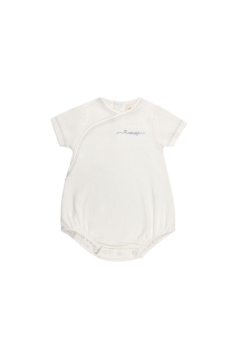 Ely's & Co. Organic Cotton Amore Pointelle Collection - Romper, Main, color, Ivory/Metallic Blue