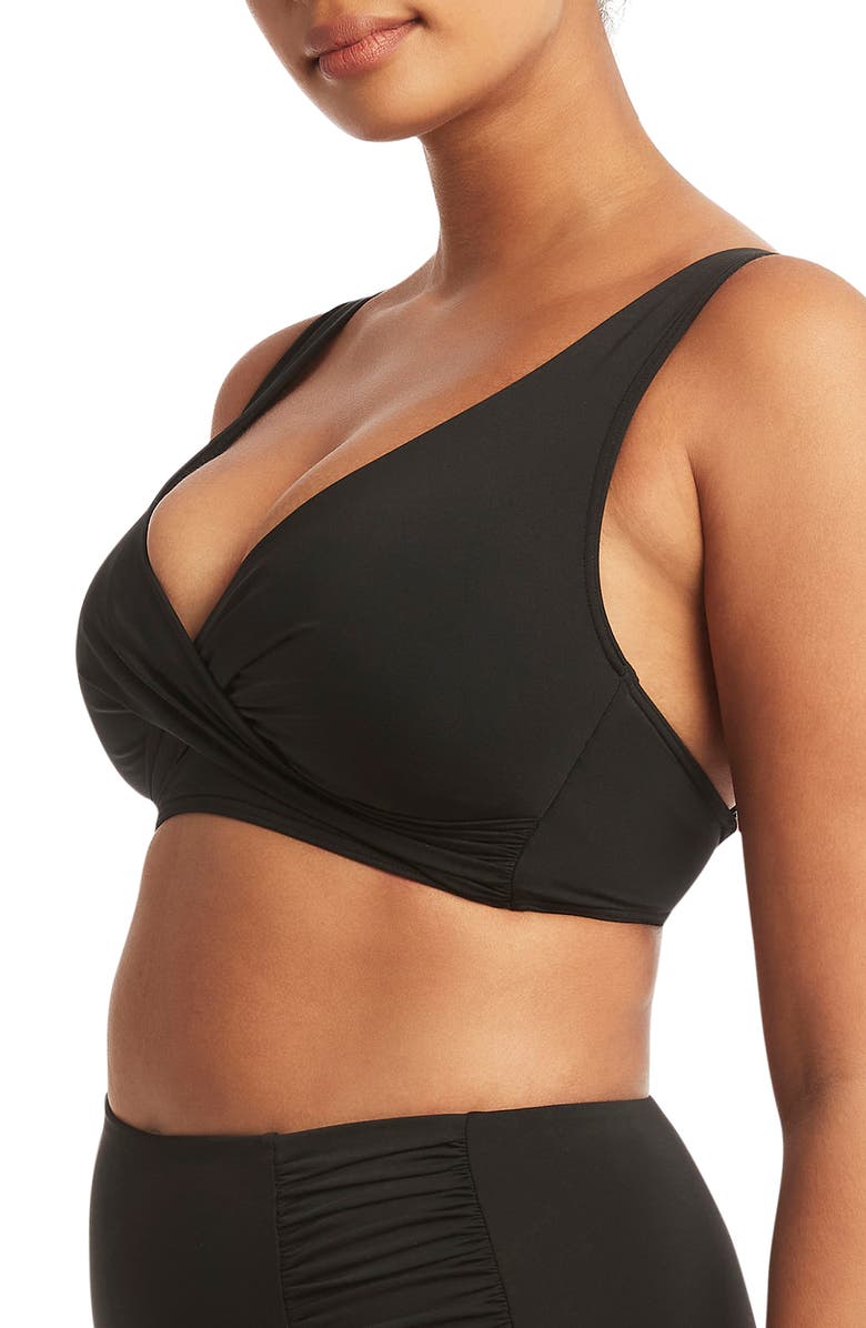Sea Level Cross Front Multifit Bikini Top, Alternate, color, 