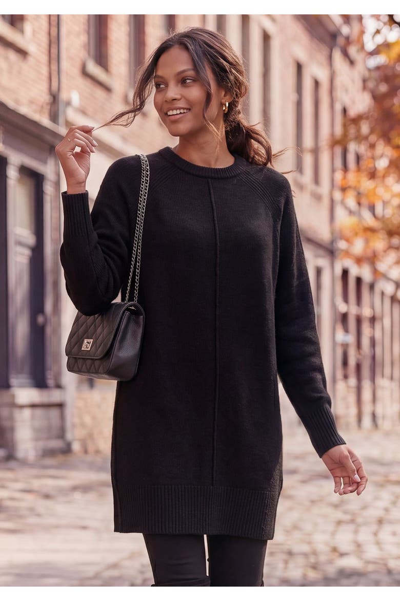 Basic Tunic Sweater, Alternate, color, Black