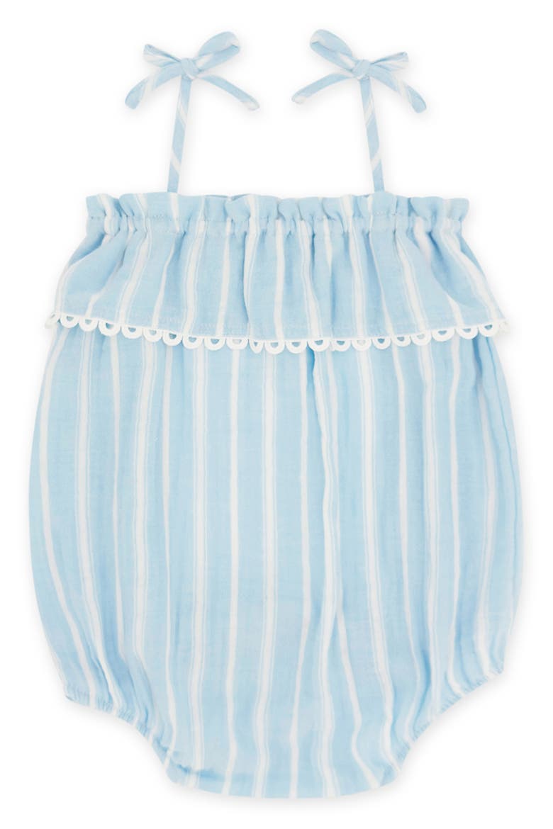 Bonita Stripe Cotton Bubble Romper, Main, color, CRYSTAL BLUE