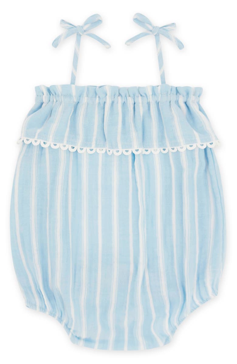 Feather 4 Arrow Bonita Stripe Cotton Bubble Romper, Main, color, Crystal Blue