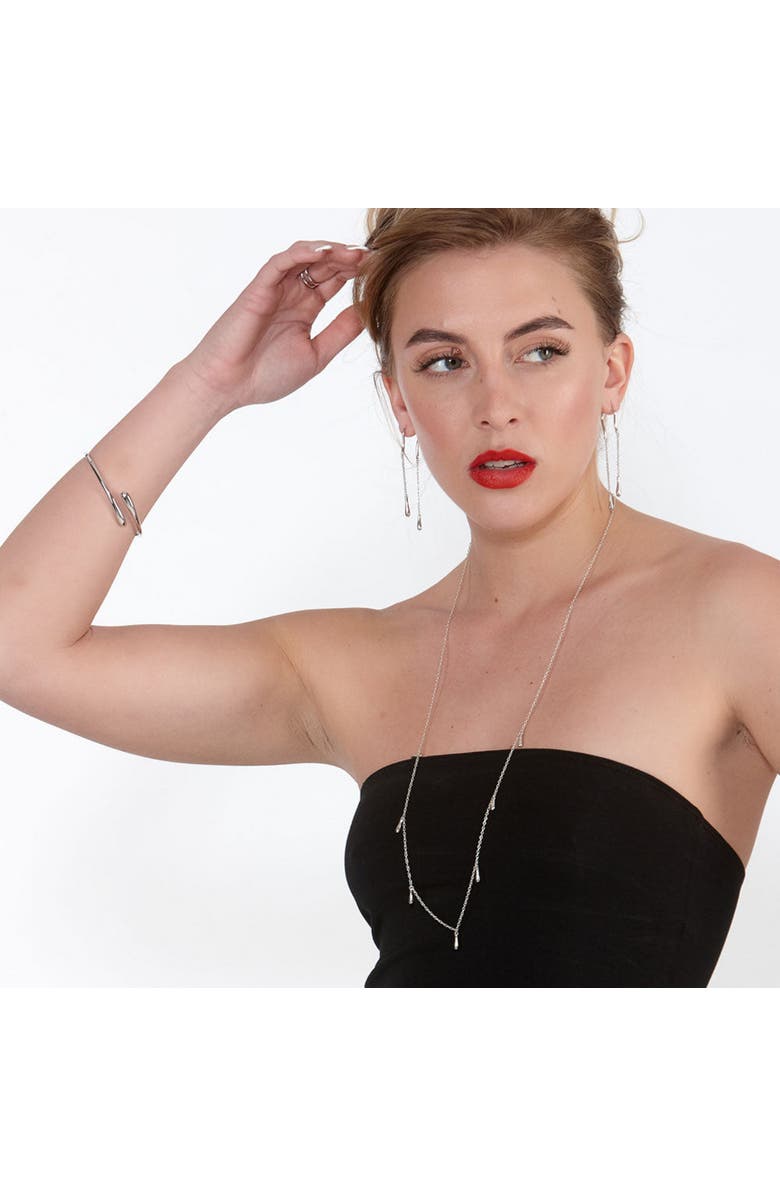 Lucy Quartermaine Cross Open Drop Bangle, Alternate, color, Sterling Silver