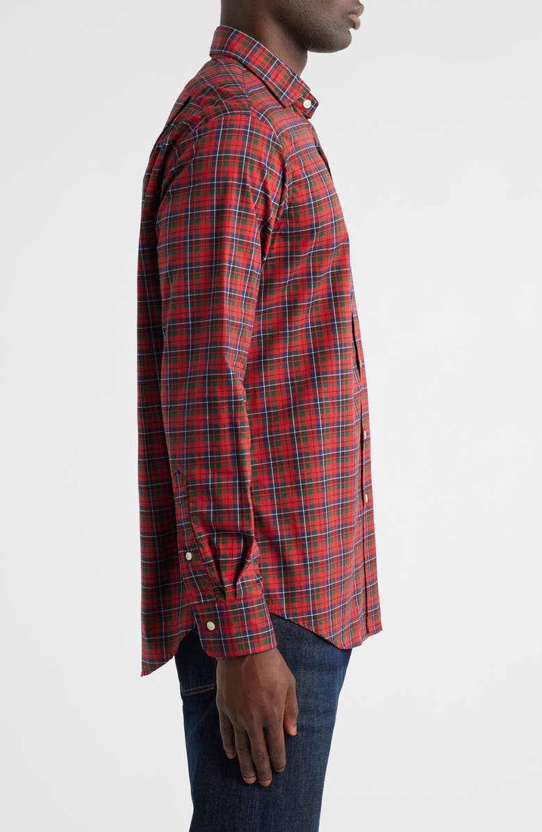 Polo Ralph Lauren Classic Fit Plaid Cotton Twill Button-Up Shirt, Alternate, color, Red Navy Multi