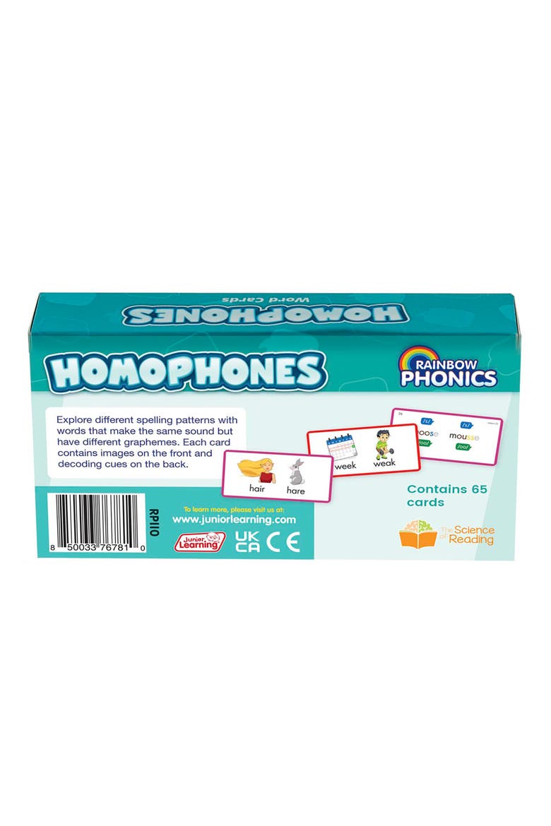Rainbow Phonics Homophones Word Flash Cards, Alternate, color, Multicolored