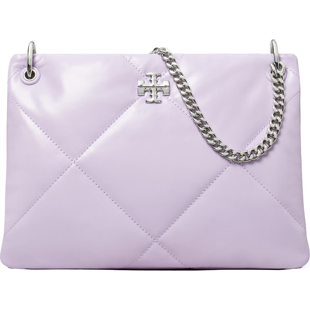 Tory Burch Small Kira Diamond Quilted Leather Shoulder Bag In Purple Heather