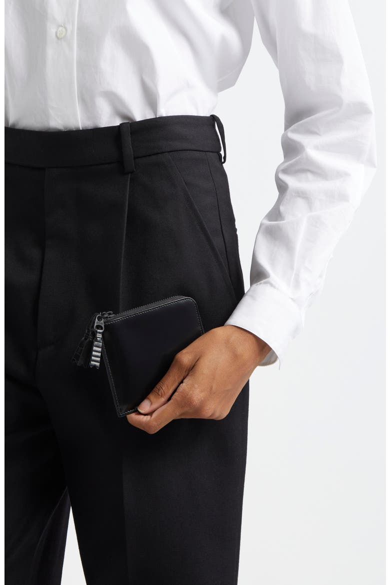 Zipper Medley Leather Half Zip Wallet, Alternate, color, BLACK