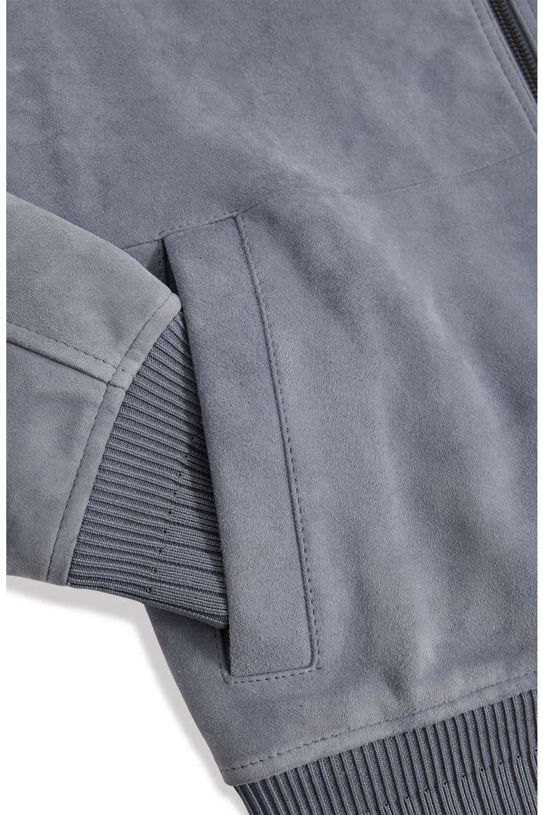 Burnham Suede Bomber Jacket, Alternate, color, DENIM BLUE