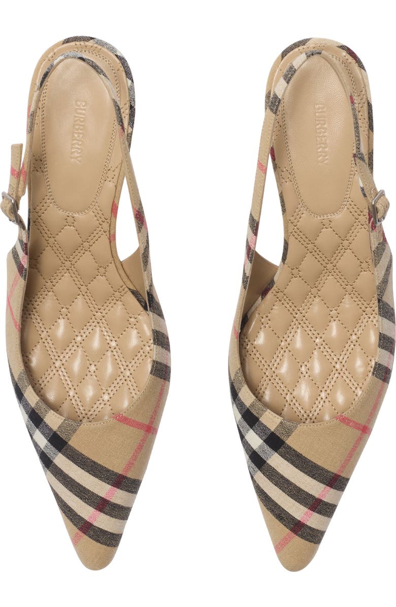 Burberry Check Dame Pointed Toe Slingback Pump, Alternate, color, Sand Ip Check