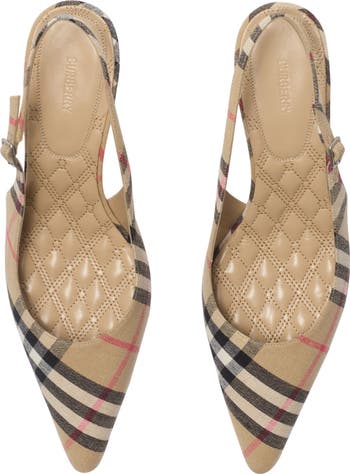 Check Dame Pointed Toe Slingback Pump