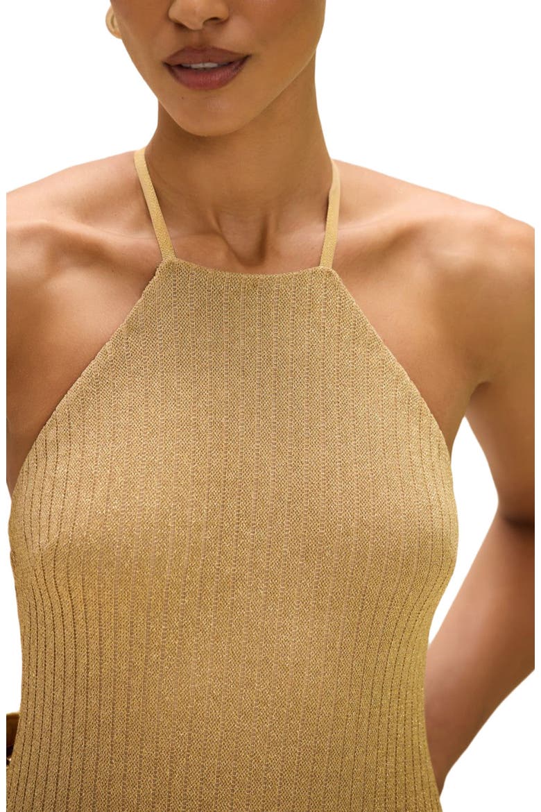 Aurea Crochet Midi Dress, Alternate, color, GOLD