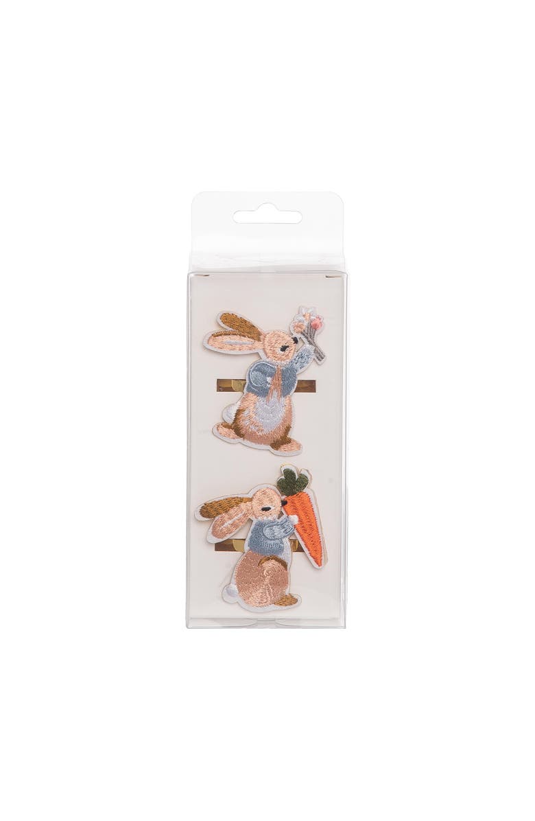 C&F Home Easter Rabbit Holding Carrot Decorative Set of 4 Gold Napkin Rings, Alternate, color, Brown