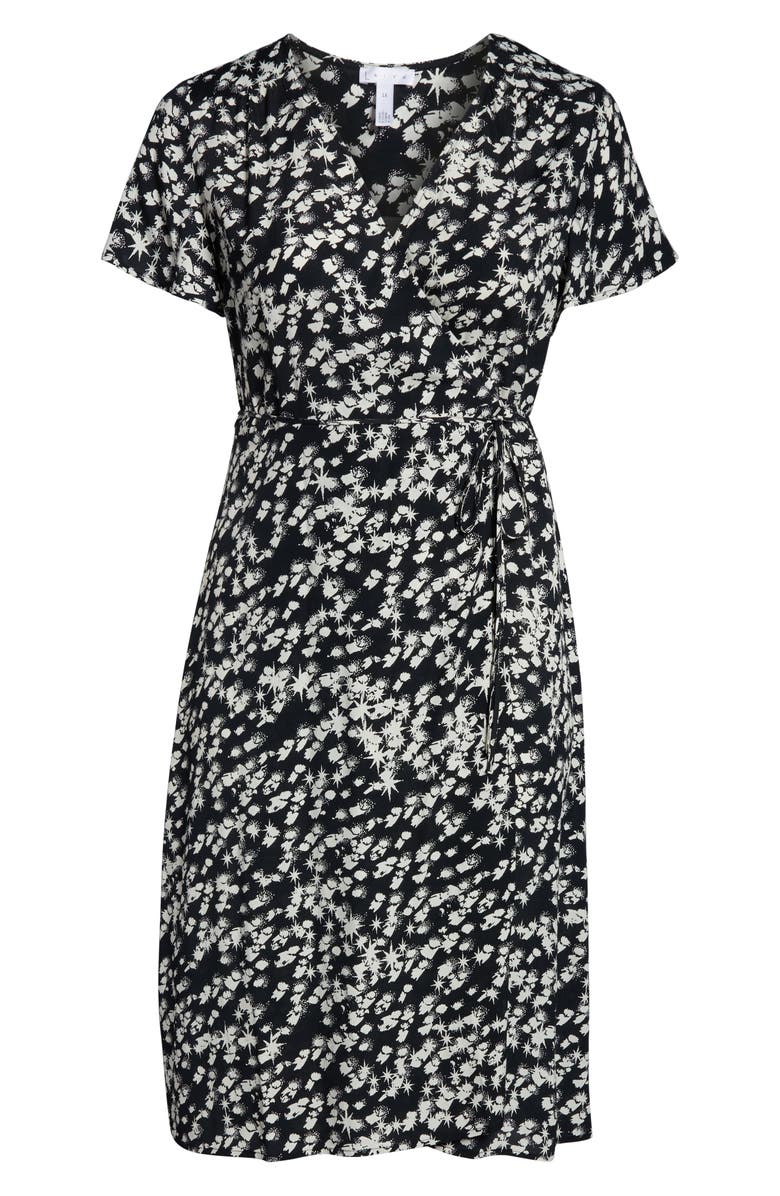 Leith Print Flutter Sleeve Wrap Dress, Alternate, color,