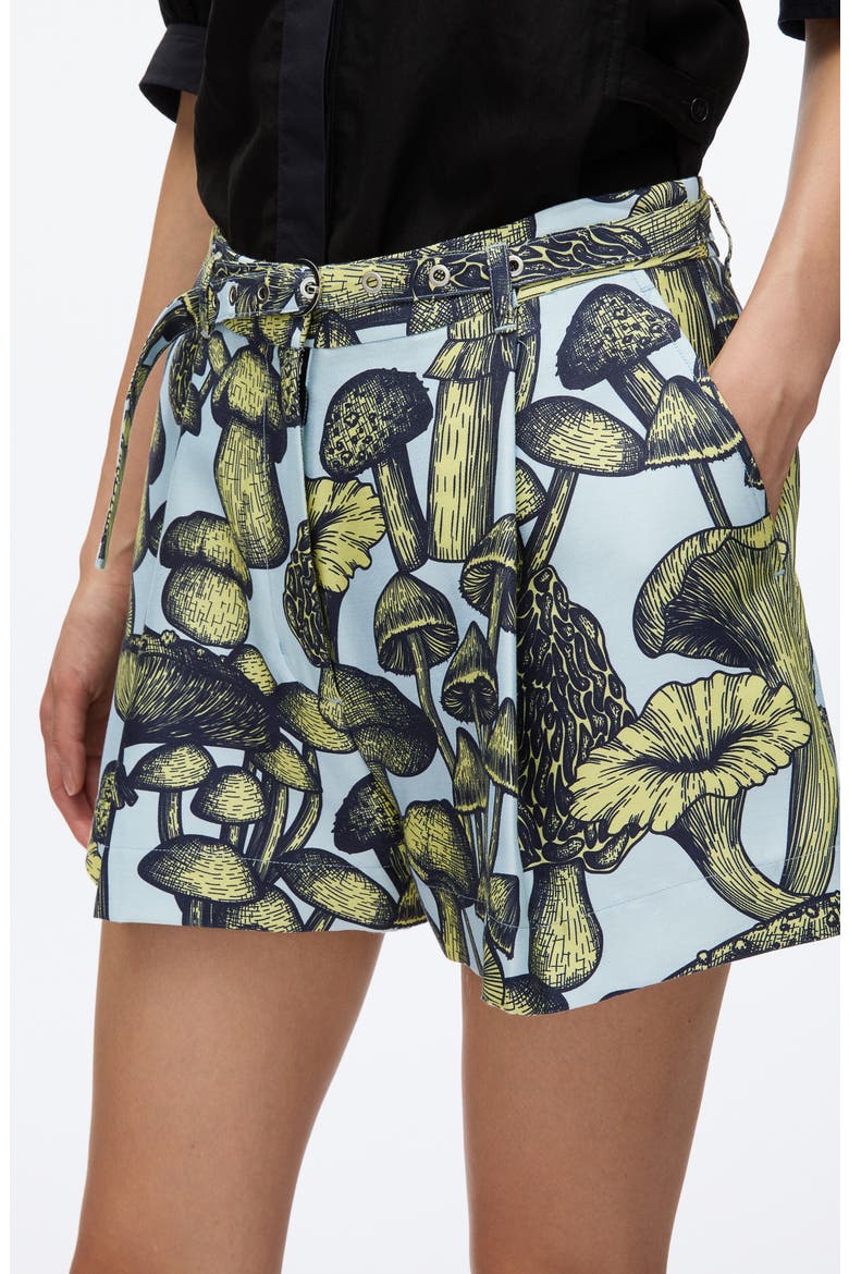 Ethereal Mushrooms Cotton & Silk Shorts, Alternate, color, SKY BLUE MULTI