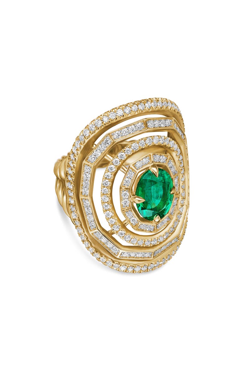 David Yurman Diamond & Emerald Statement Ring, Main, color, 