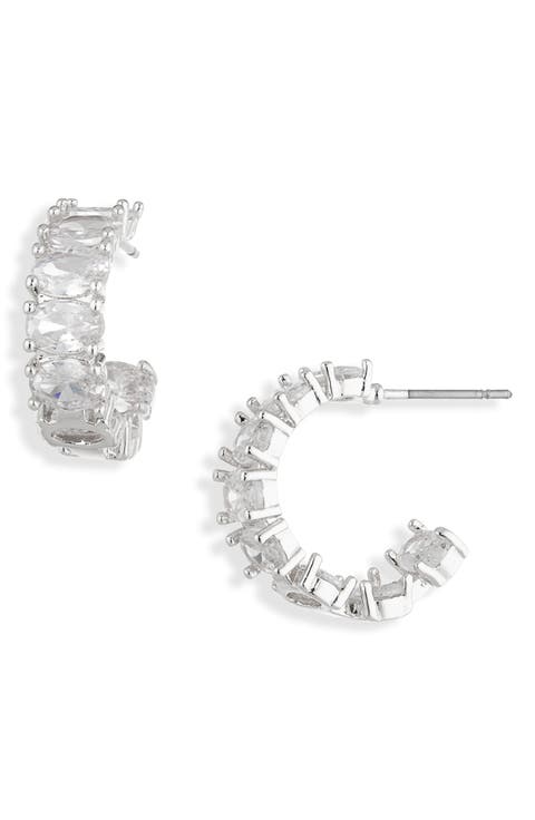 Oval Cubic Zirconia Hoop Earrings