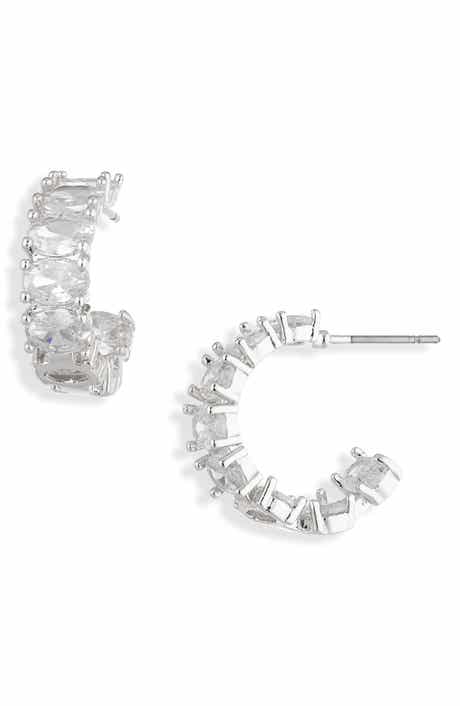 Cara Oval Cubic Zirconia Hoop Earrings