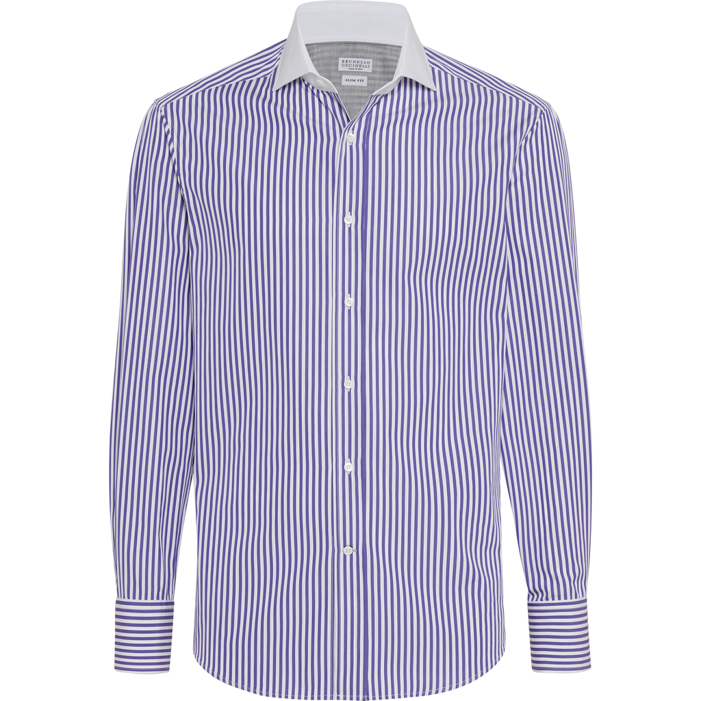 Brunello Cucinelli Shirt With White Collar In Multi