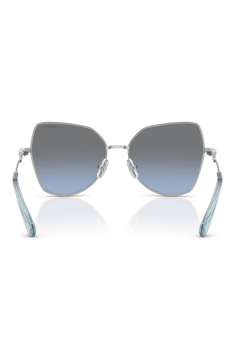 58mm Butterfly Sunglasses, Alternate, color, SILVER / BLUE GRADIENT GREY