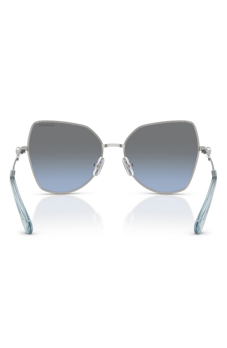 Swarovski 58mm Butterfly Sunglasses, Alternate, color, Silver / Blue Gradient Grey