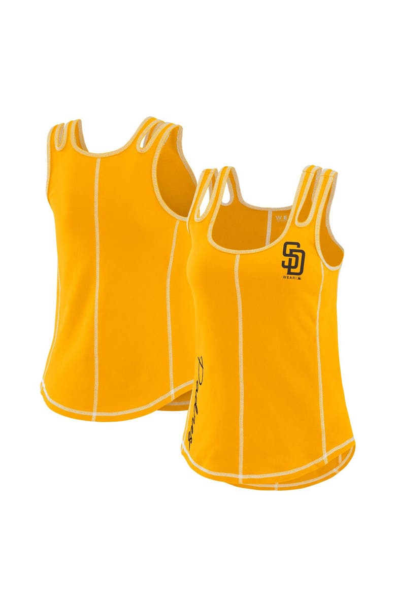 WEAR by Erin Andrews Women's WEAR by Erin Andrews Gold San Diego Padres Contrast Stitch Tank Top, Main, color, 