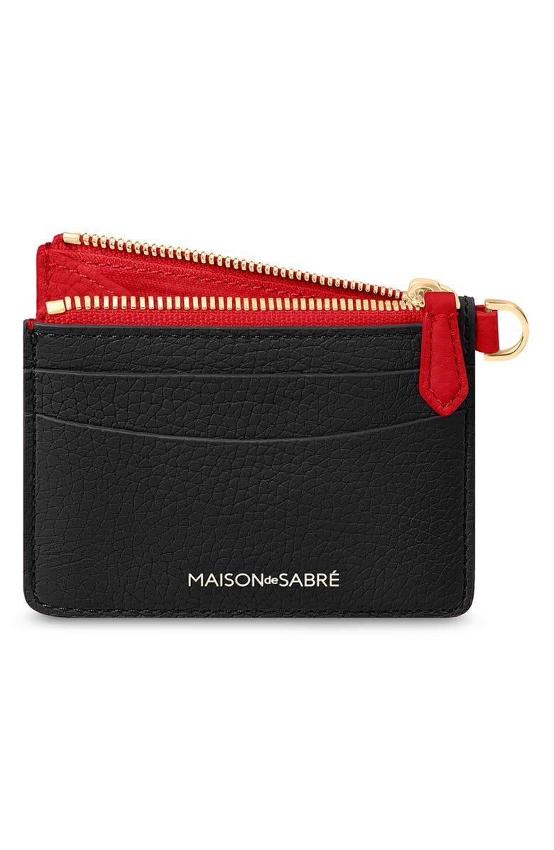 MAISON de SABRÉ Leather Zipped Card Pouch, Alternate, color, Rouge Noir