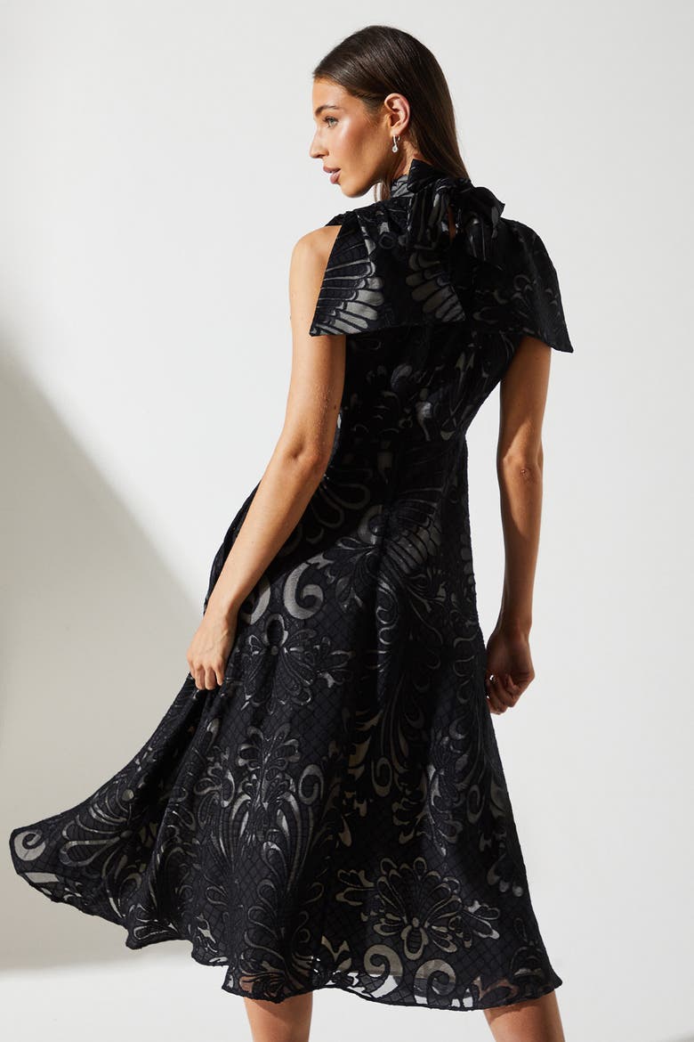 Bow Sleeve Jacquard Dress, Alternate, color, Black