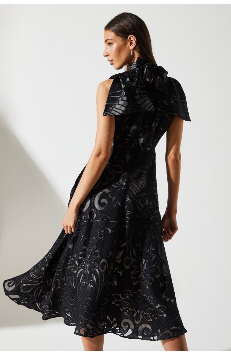 Coast Bow Sleeve Jacquard Dress, Alternate, color, Black