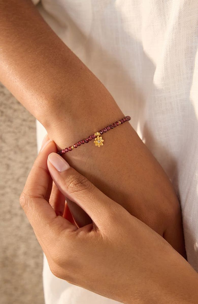 Satya Jewelry Red Garnet Lotus January Birthstone Bracelet, Alternate, color, Red