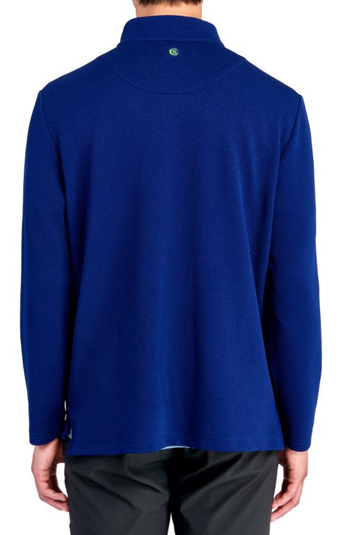 Construct Solid Waffle Knit Quarter Zip In Blue