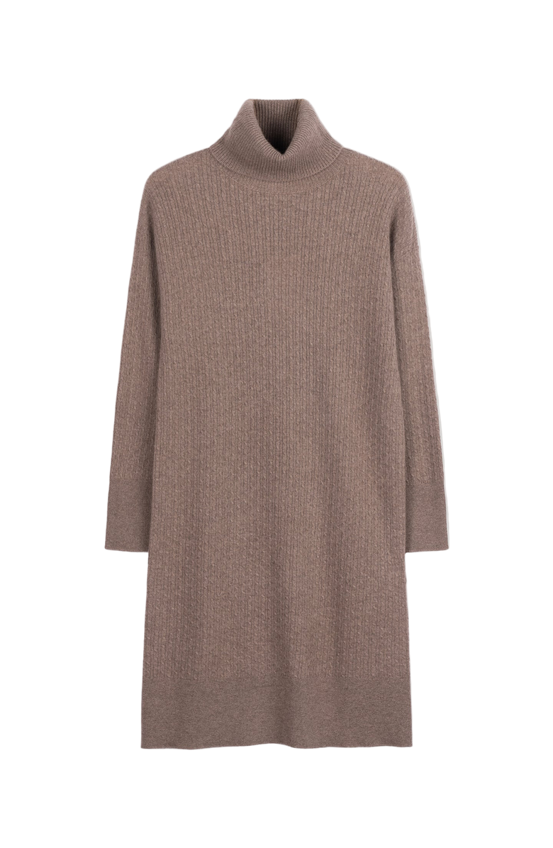 Gobi Cashmere Seamless T-Neck Cashmere Dress, Main, color, Taupe