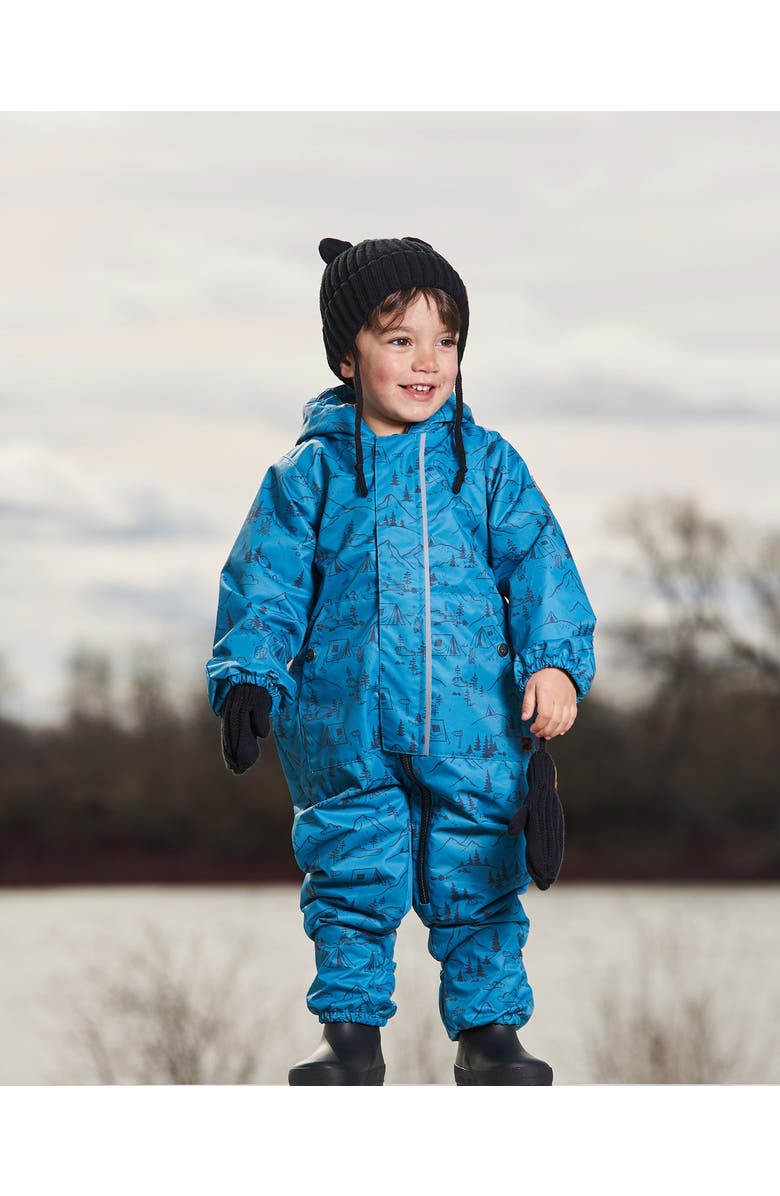 Deux par Deux Baby Boy's Baby Printed Mid-Season One-Piece Outerwear With Hat Blue And Gray, Alternate, color, 