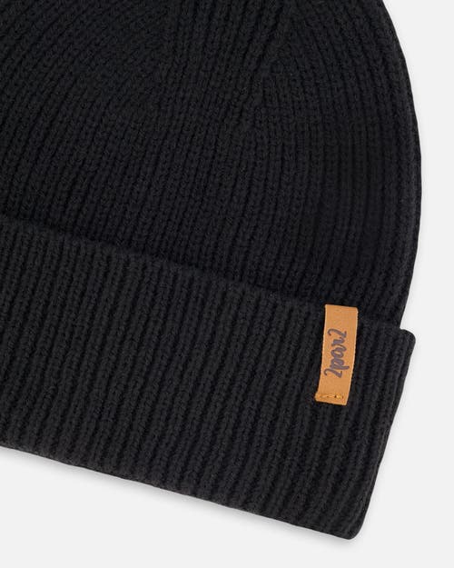 Deux Par Deux Kids Gender Inclusive Mid-season Knit Hat In Black