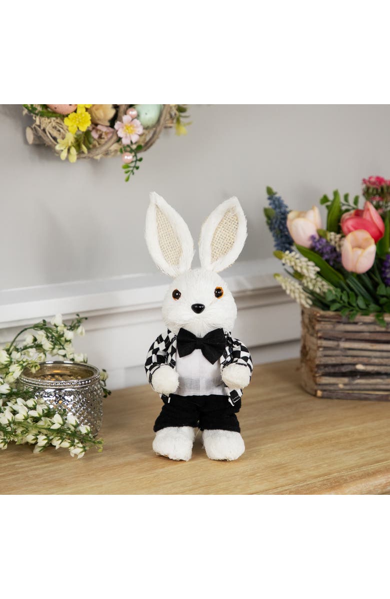 Northlight Boy Easter Rabbit Figurine in Checkered Jacket - 10", Alternate, color, Black