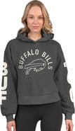 STARTER Women's Starter  Heather Charcoal Buffalo Bills Star Player Cropped Fleece Pullover Hoodie